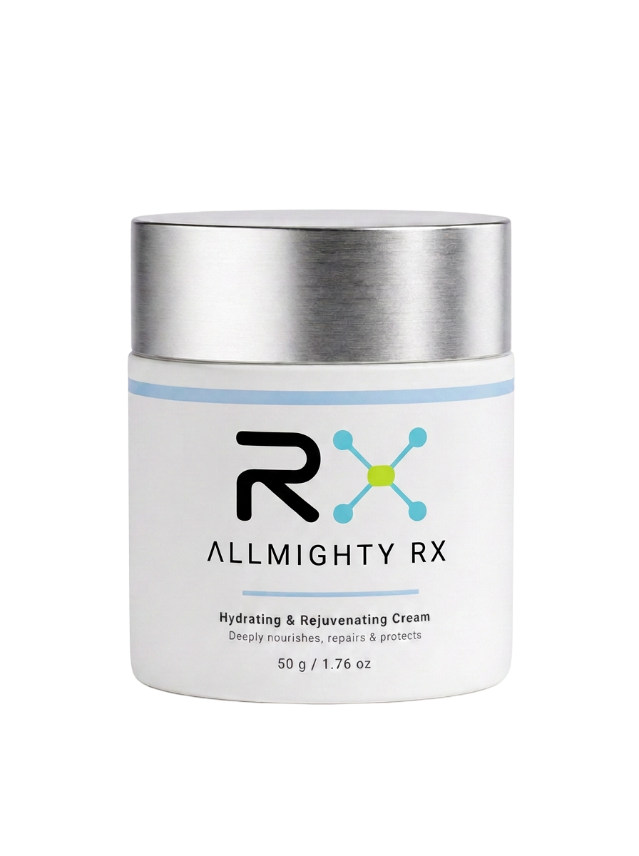 Allmighty RX skin and hair cream jar